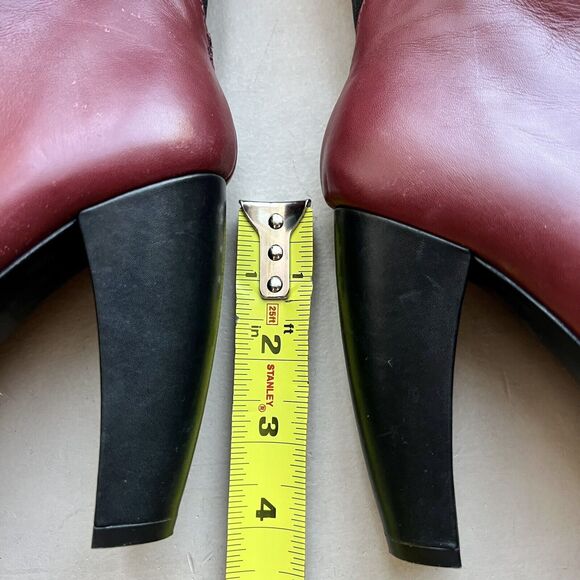 Tibi Red Leather Slip On Heeled Fashion Ankle Boots Booties Women’s EU 36.5 US 6 - Picture 14 of 16